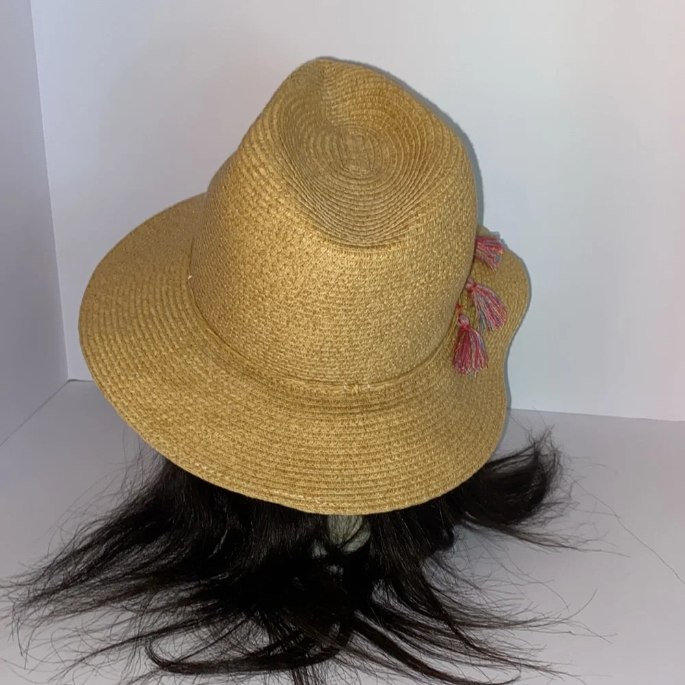 Funky Colorful Tassel Straw Unisex Fedora Red-Green-Yellow Hat